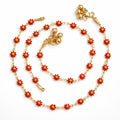 Gold plated flower anklets with small beads|Premium quality|Antique finishing