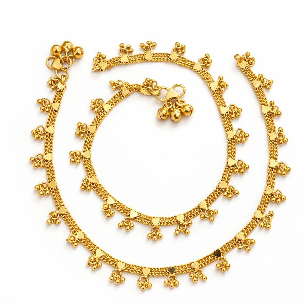 Gold plated anklets with small beads|Premium quality