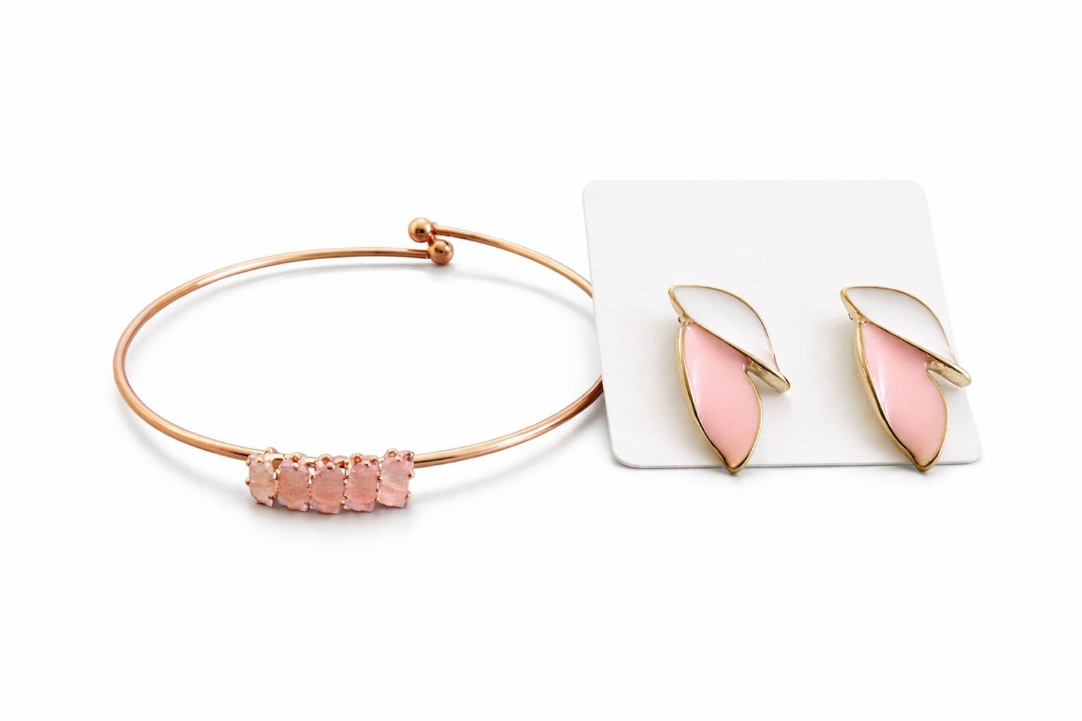 Adjustable bangle and stud earnings