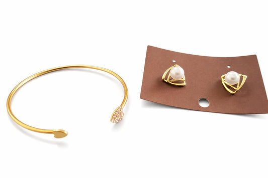 Anti tarnish  Adjustable bangle with stud combo