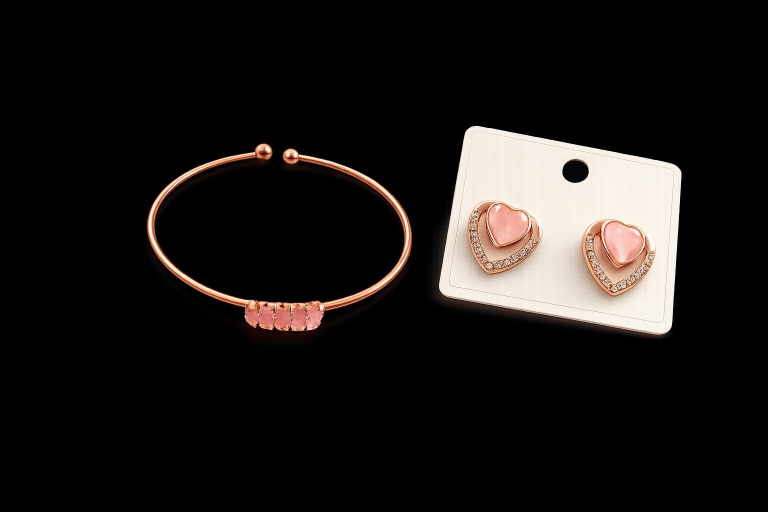 Adjustable bangle and stud earnings