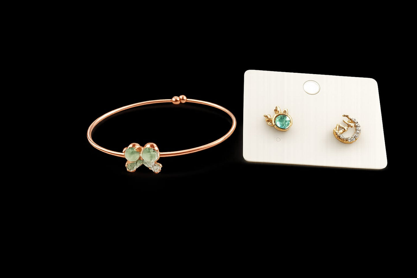Adjustable bangle and stud earnings