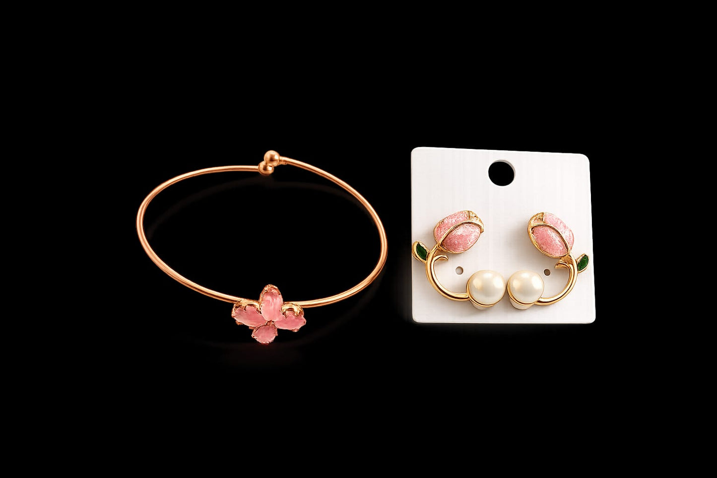 Adjustable bangle with stud combo