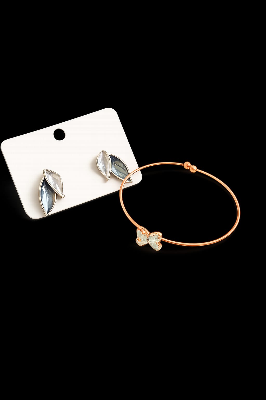 Adjustable bangle and stud earnings