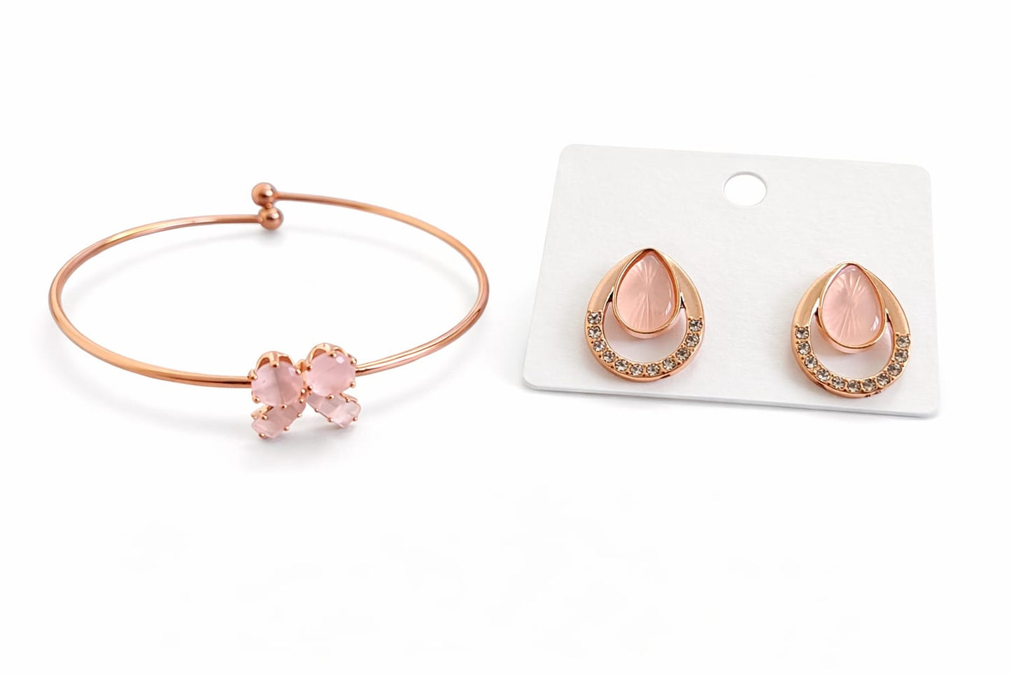 Adjustable bangle and stud earnings