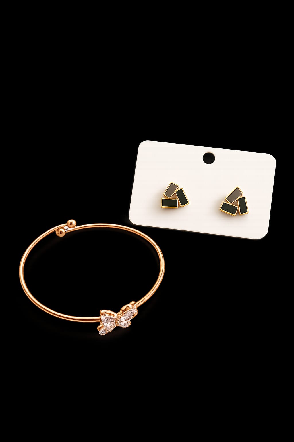 Adjustable bangle and stud earnings