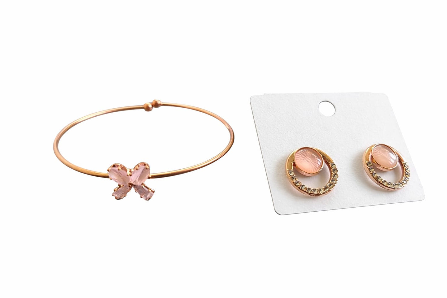 Adjustable bangle and stud earnings