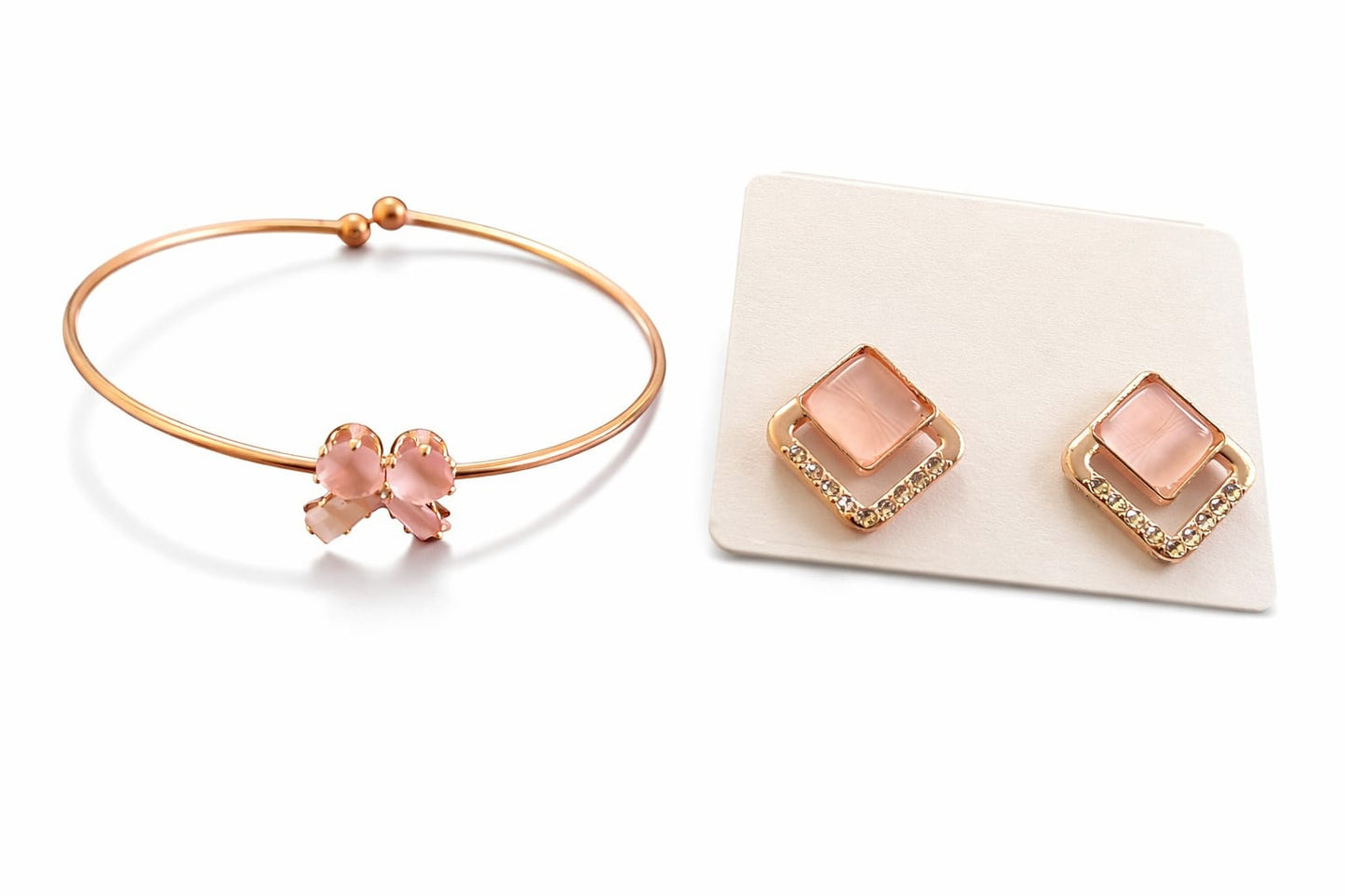 Adjustable bangle and stud earnings