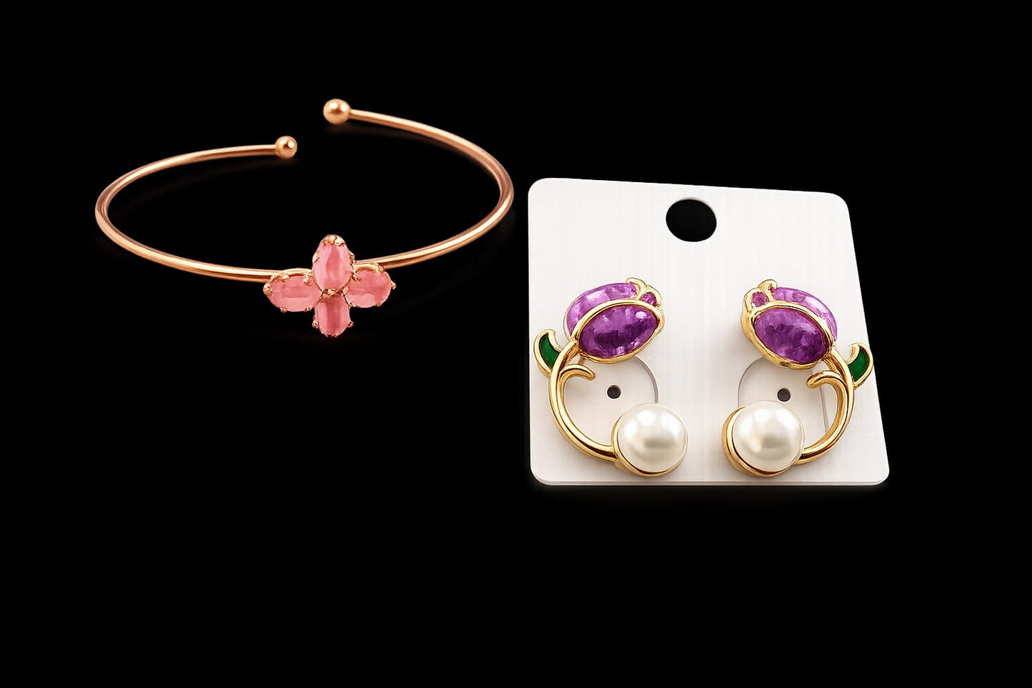 Adjustable bangle with stud combo