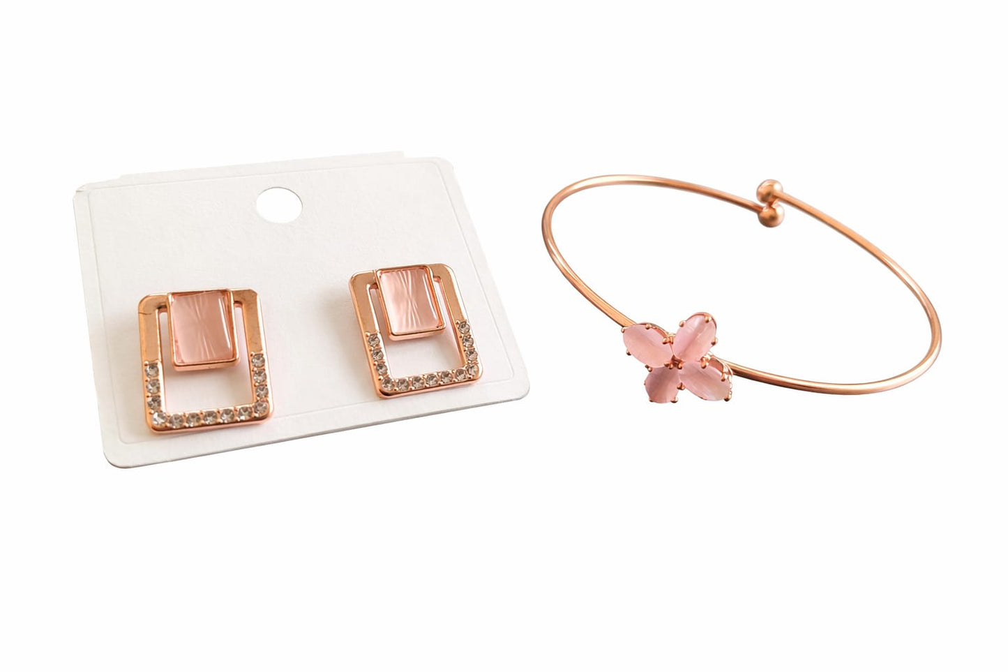 Adjustable bangle and stud earnings