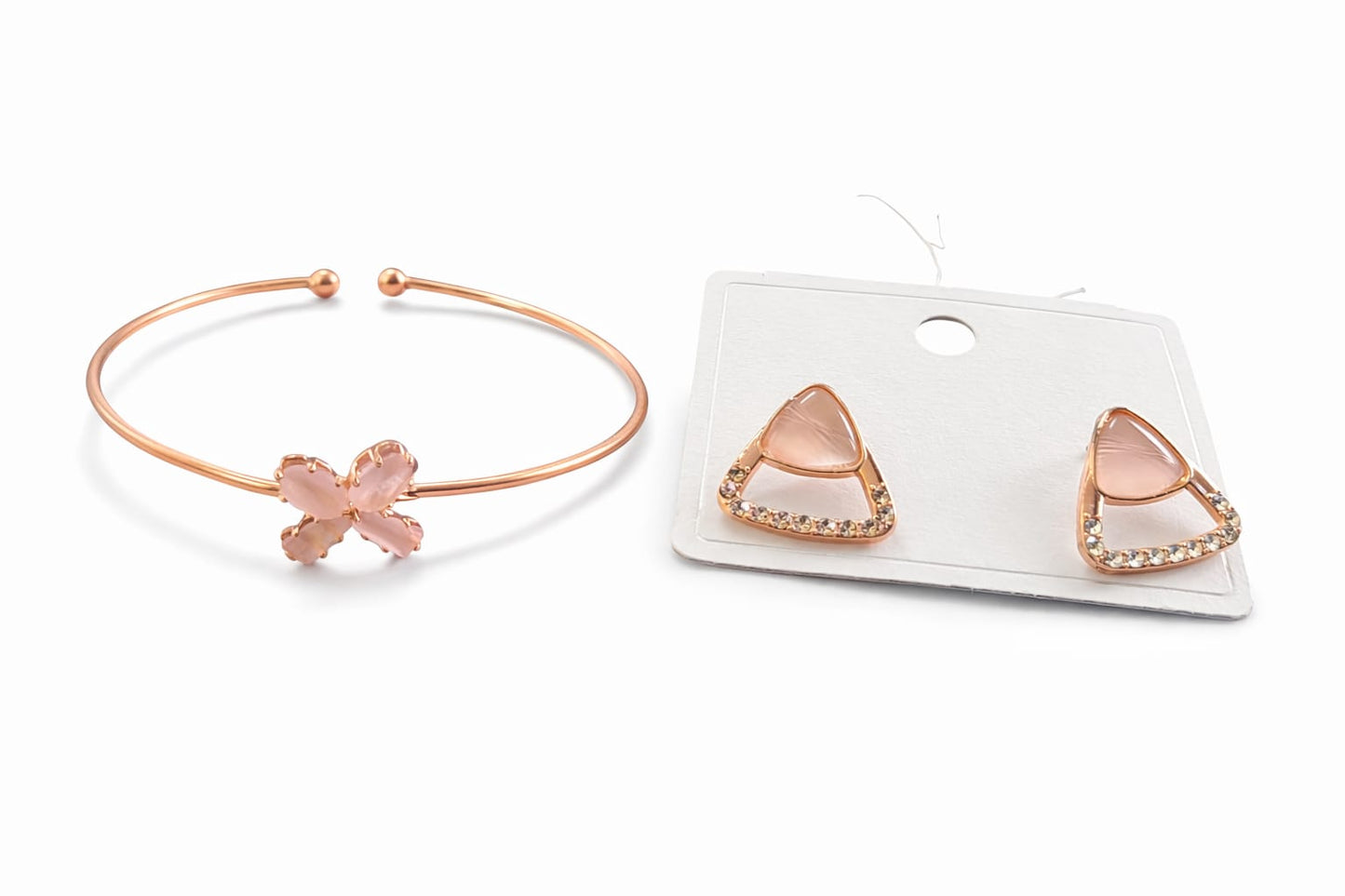 Adjustable bangle and stud earnings