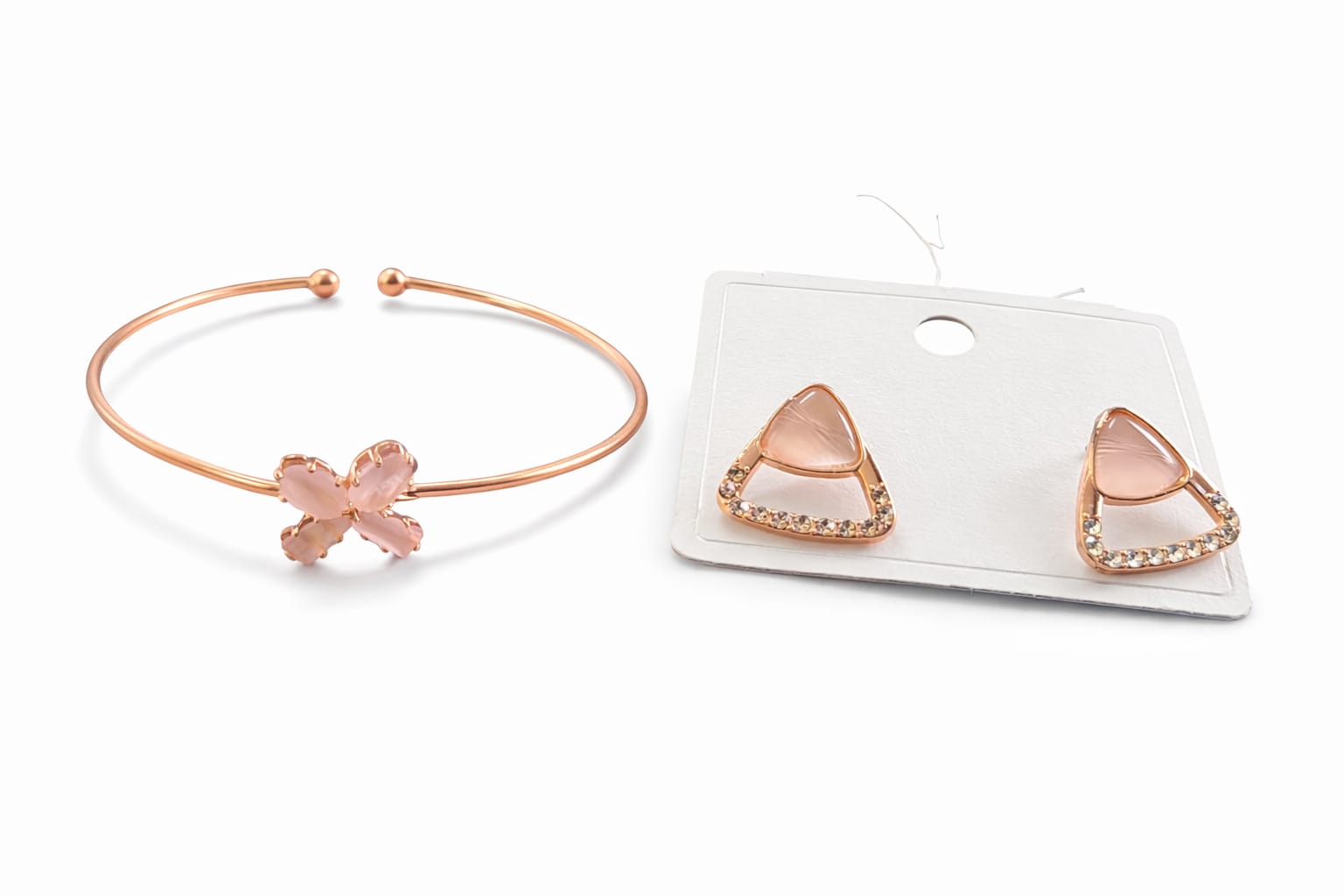 Adjustable bangle and stud earnings