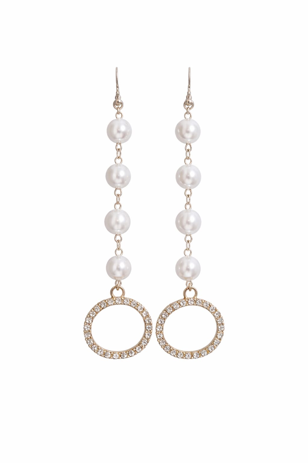 White beads long hanging earnnings