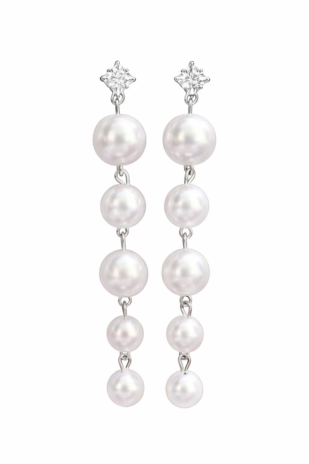 White beads long hanging earnnings