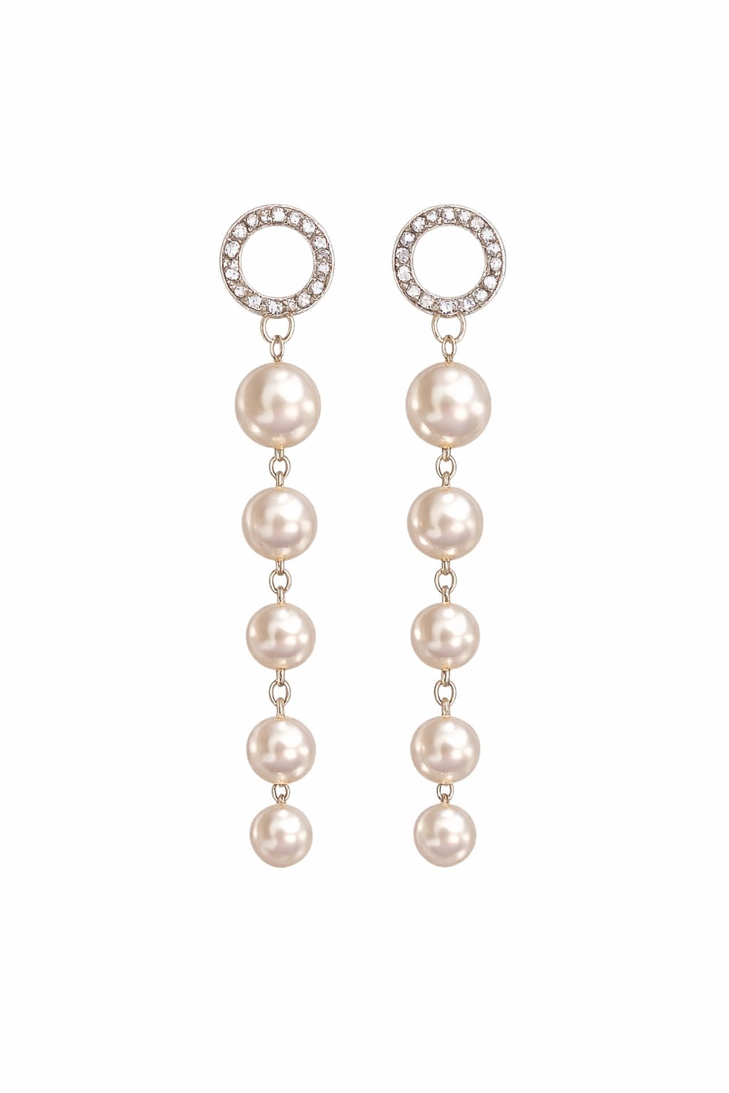 White beads long hanging earnnings