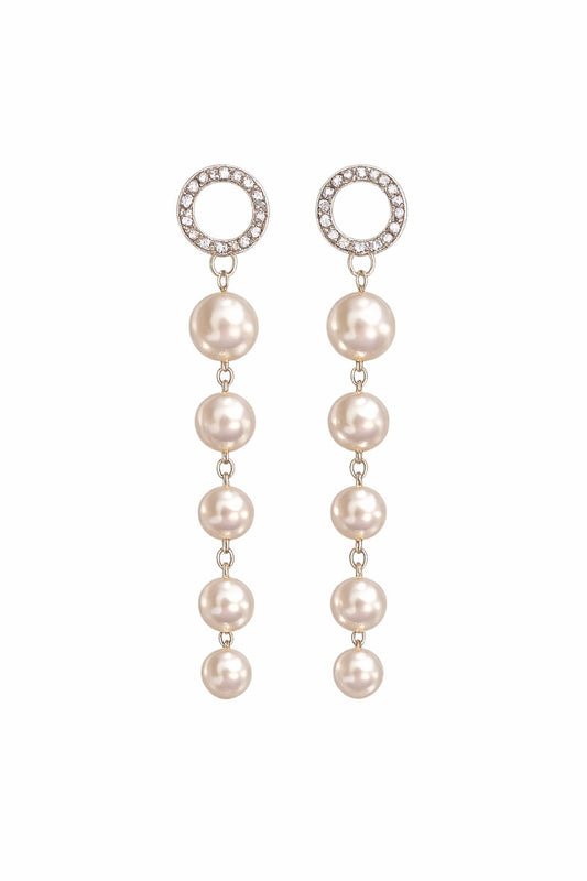 White beads long hanging earnnings