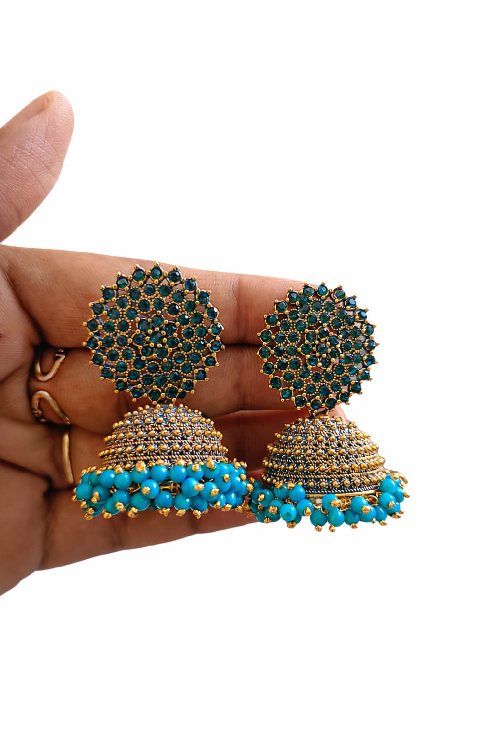 Big size stone stud jimukha with beads