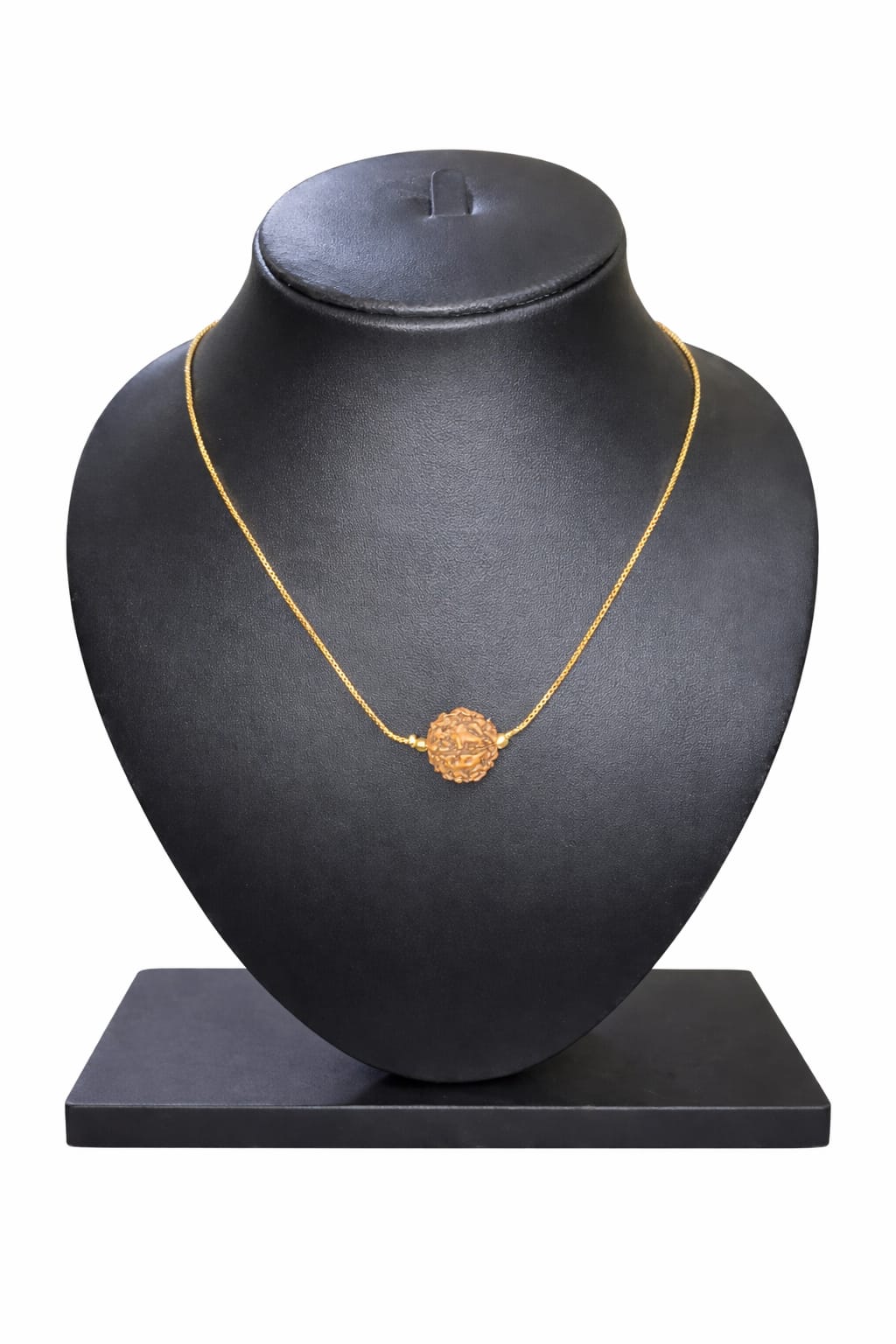 Gold covering simple chain with rudraksha pendent unique neck piece