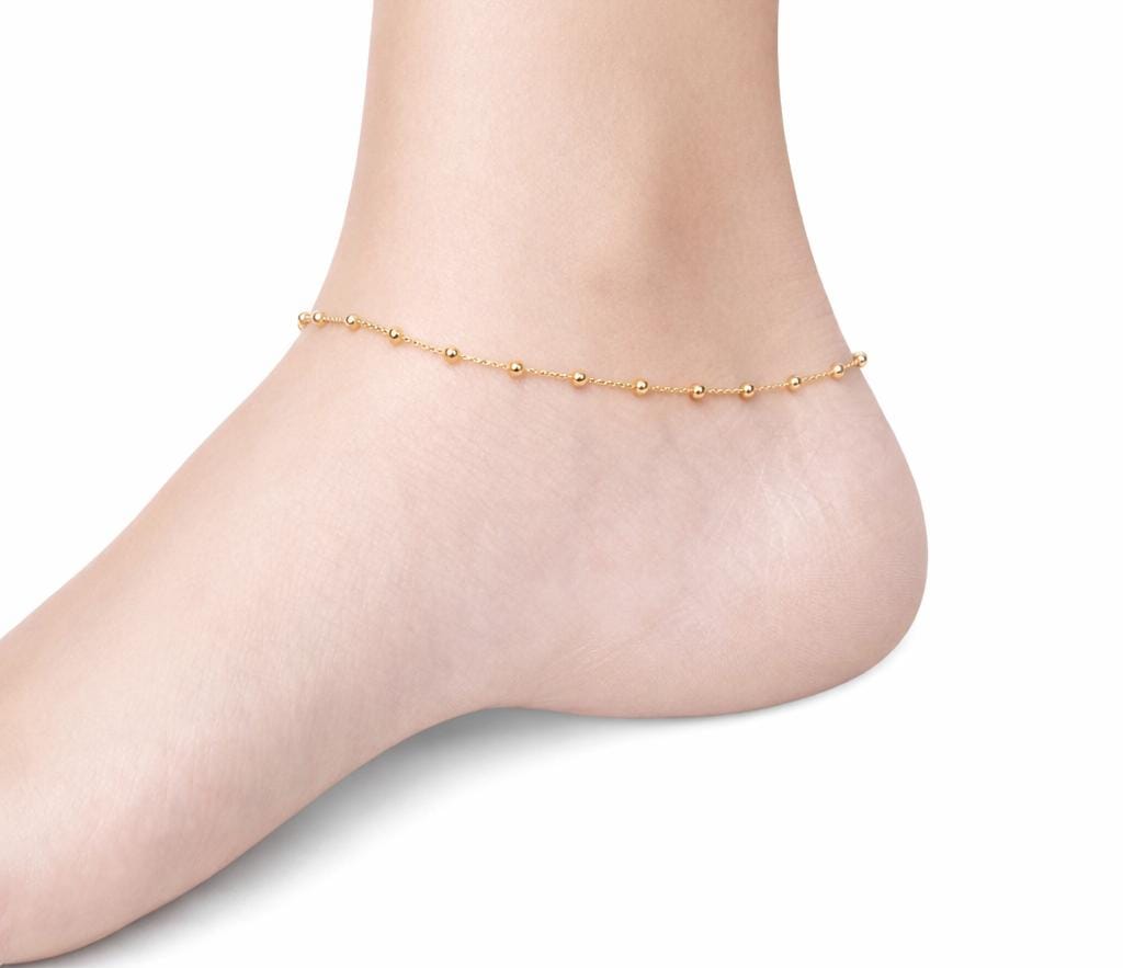 Gold covering beads chain anklet