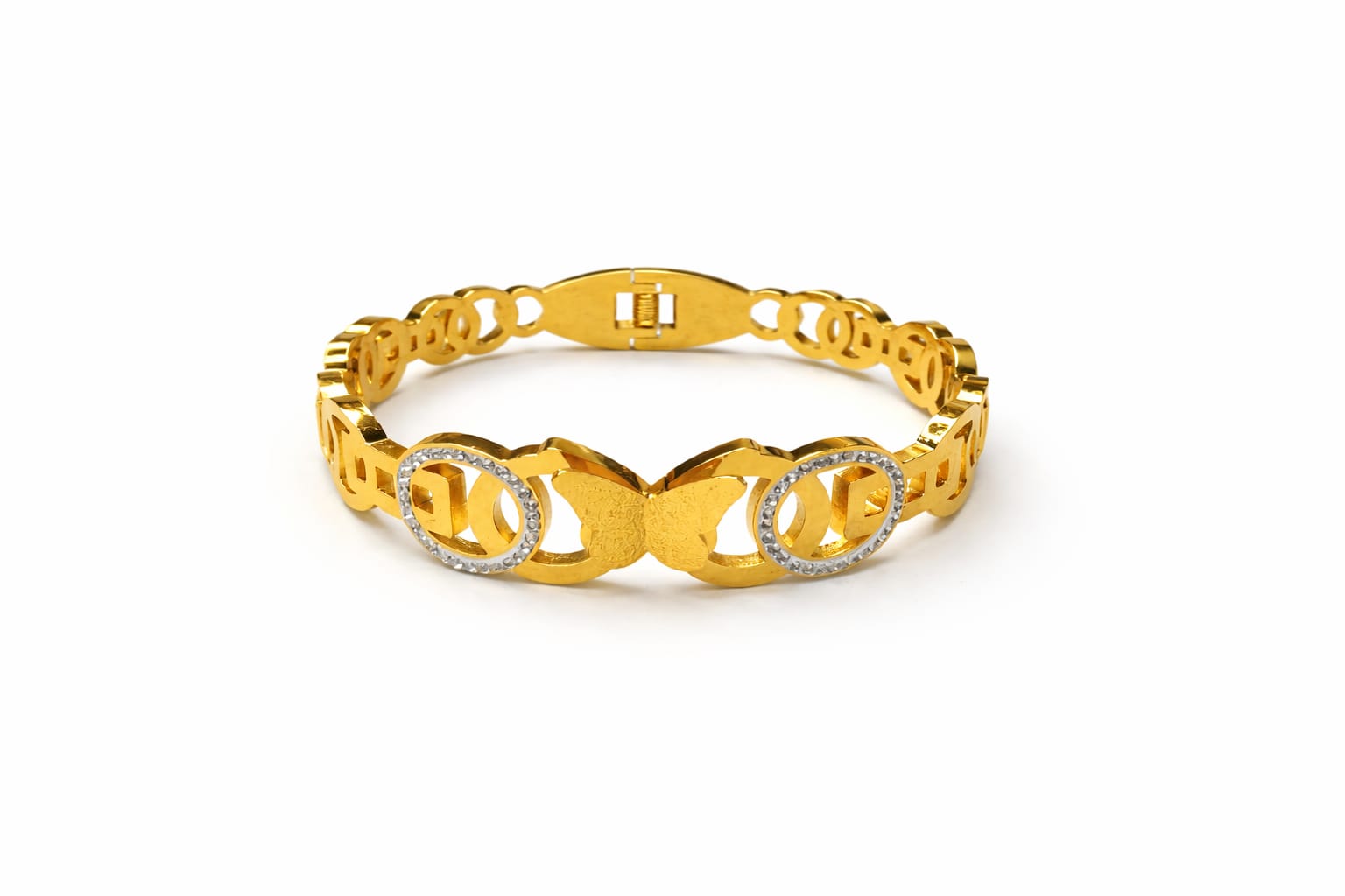 Anti tarnish Adjustable circle stone with butterfly designed kada Bangles