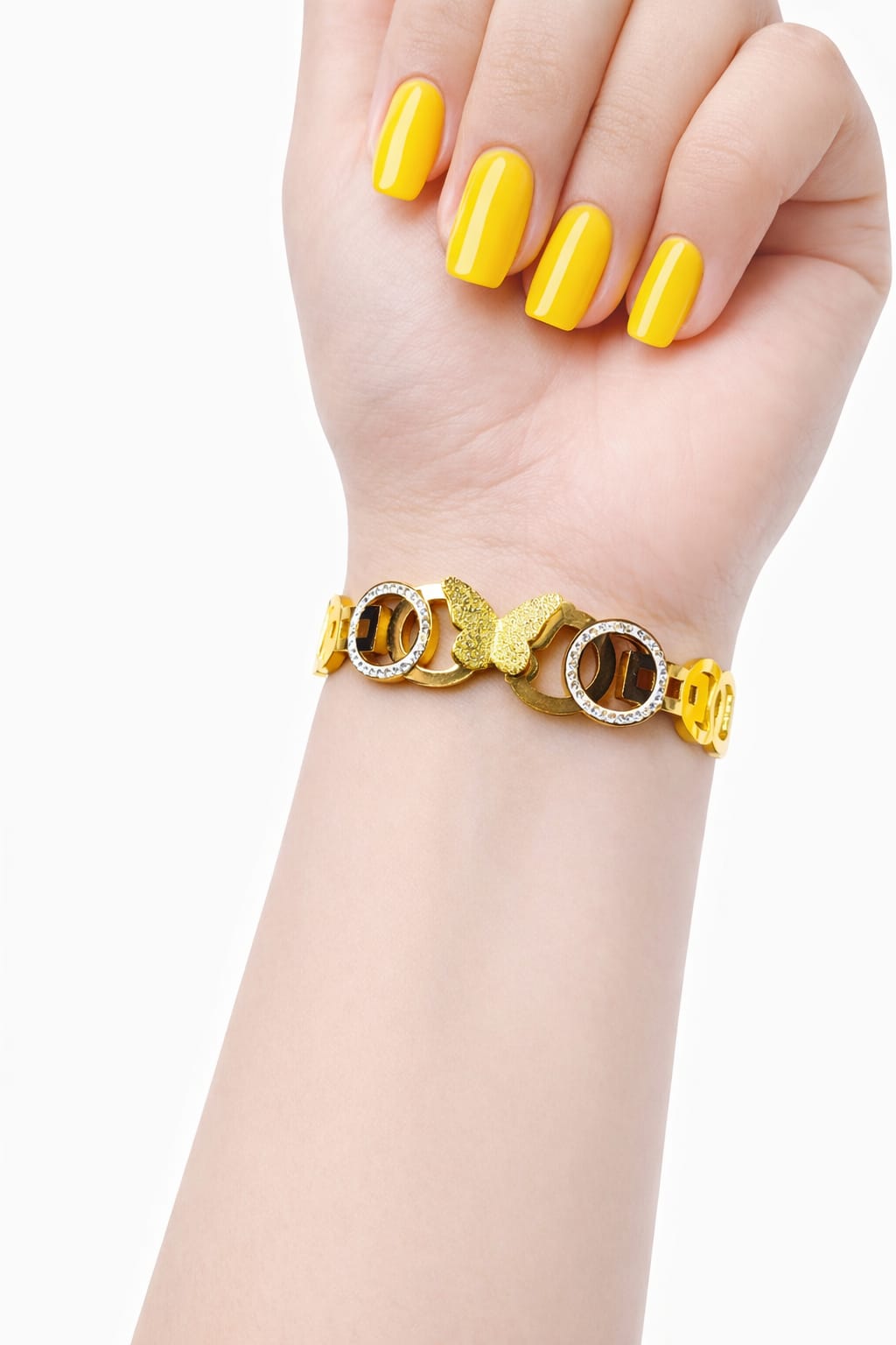 Anti tarnish Adjustable circle stone with butterfly designed kada Bangles