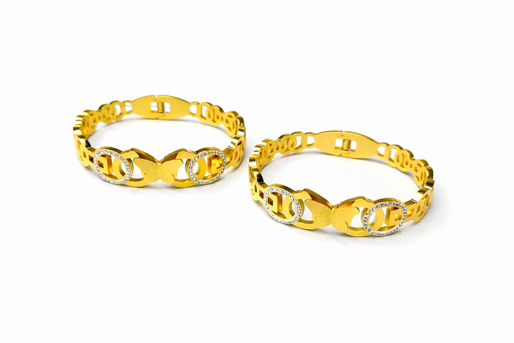 Anti tarnish Adjustable circle stone with butterfly designed kada Bangles