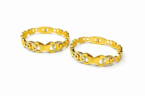 Anti tarnish Adjustable circle stone with butterfly designed kada Bangles