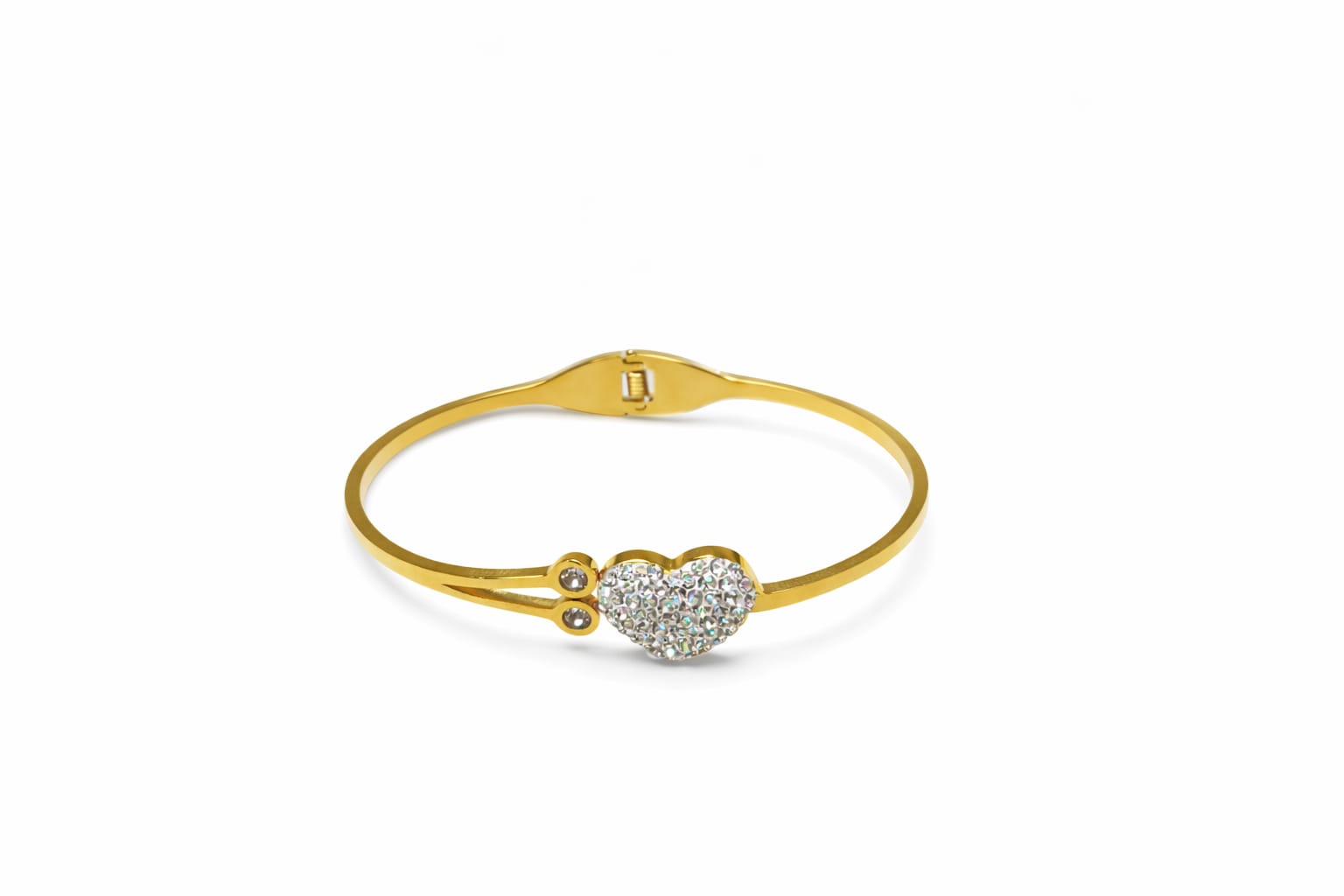Anti tarnish Adjustable full white stone heart designed kada Bangles