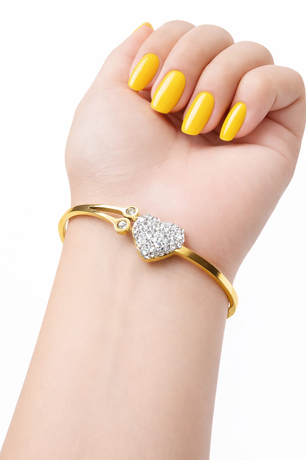 Anti tarnish Adjustable full white stone heart designed kada Bangles