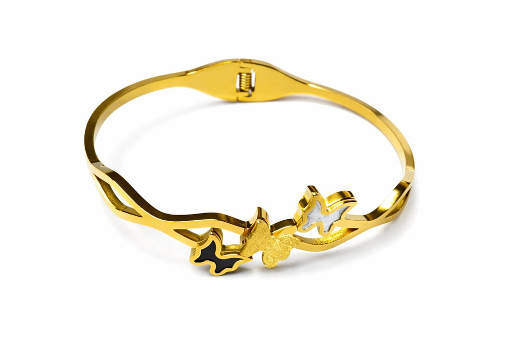 Anti tarnish Adjustable Black and white butterfly designed kada Bangles