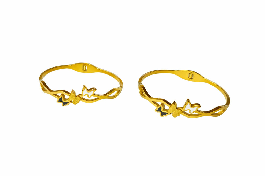 Anti tarnish Adjustable Black and white butterfly designed kada Bangles