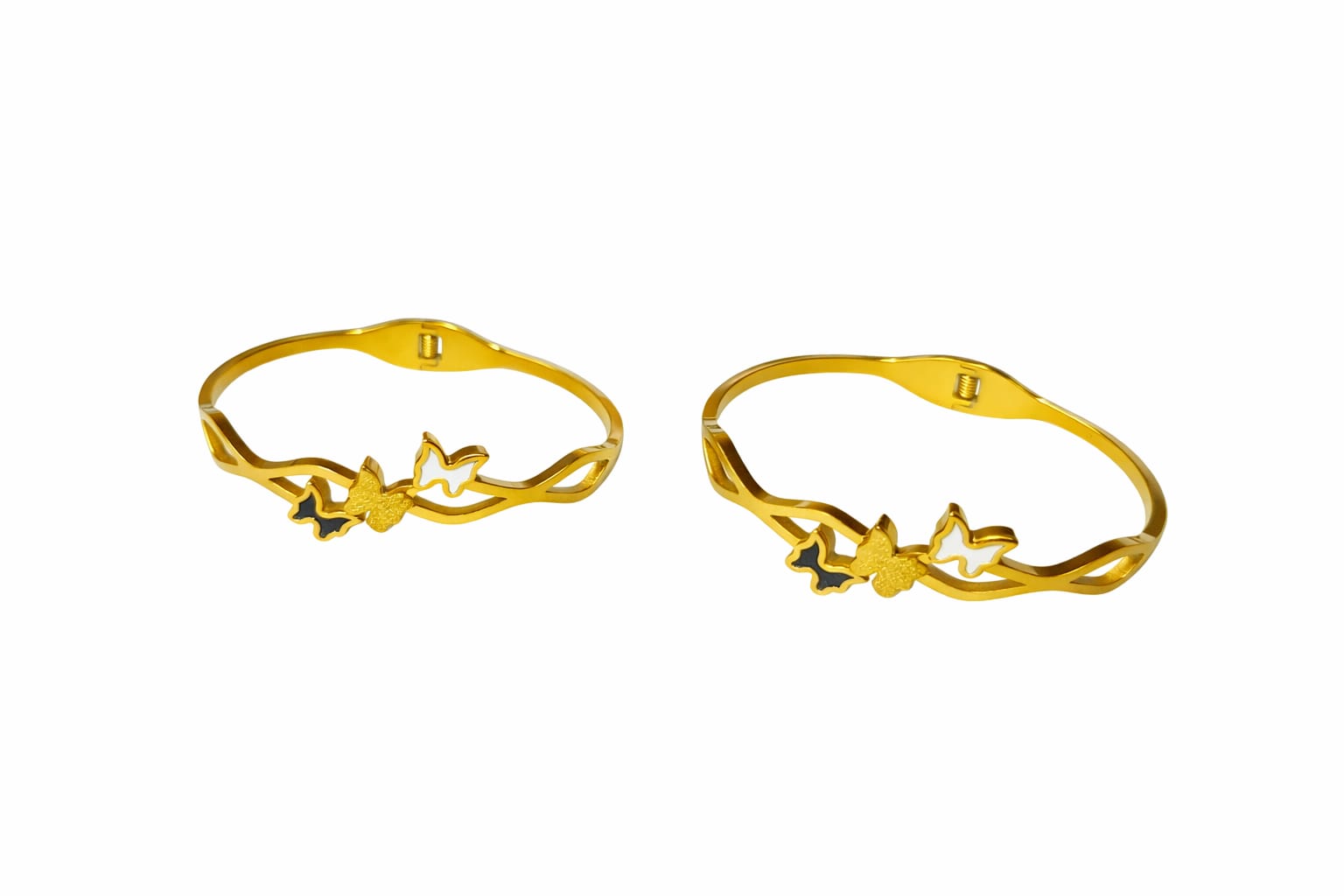 Anti tarnish Adjustable Black and white butterfly designed kada Bangles
