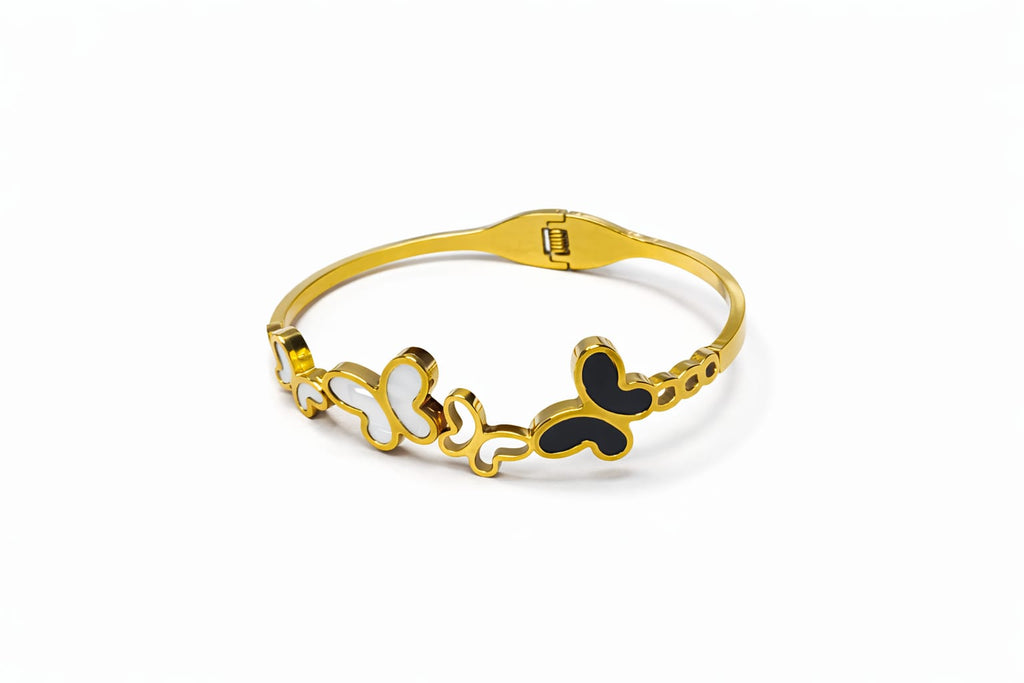 Anti tarnish Adjustable Black and white small and big butterfly designed kada Bangles