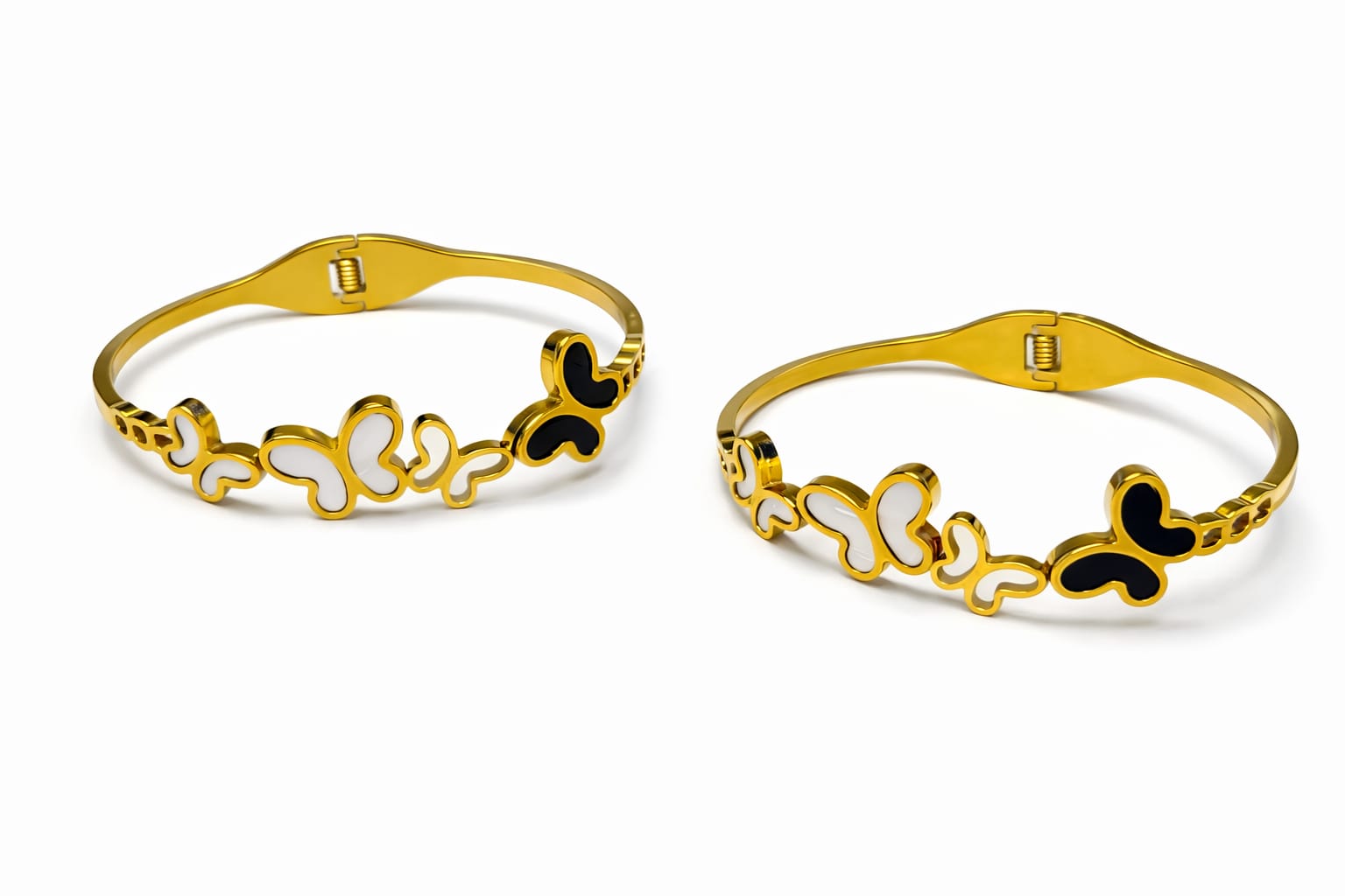 Anti tarnish Adjustable Black and white small and big butterfly designed kada Bangles