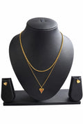 Anti tarnish double layer heart pendent chain with heart shaped stud