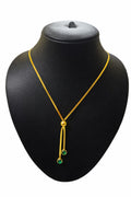 Anti tarnish unique designed twisted chain with green stone neck chain