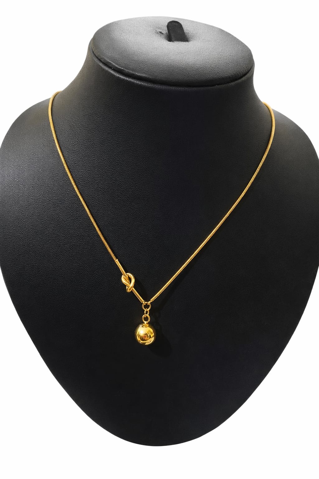 Anti tarnish simple chain tie with unique ball pendent with stone neck chain