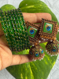 COMBO OFFER|Peacock Green Kuppivala and Jhumka/Jimmikki Combo