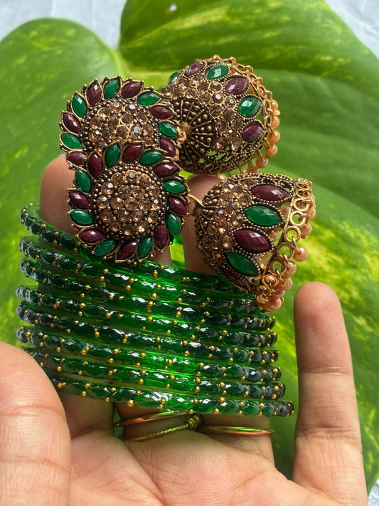 COMBO OFFER|Blue Kuppivala and Jhumka/Jimmikki Combo