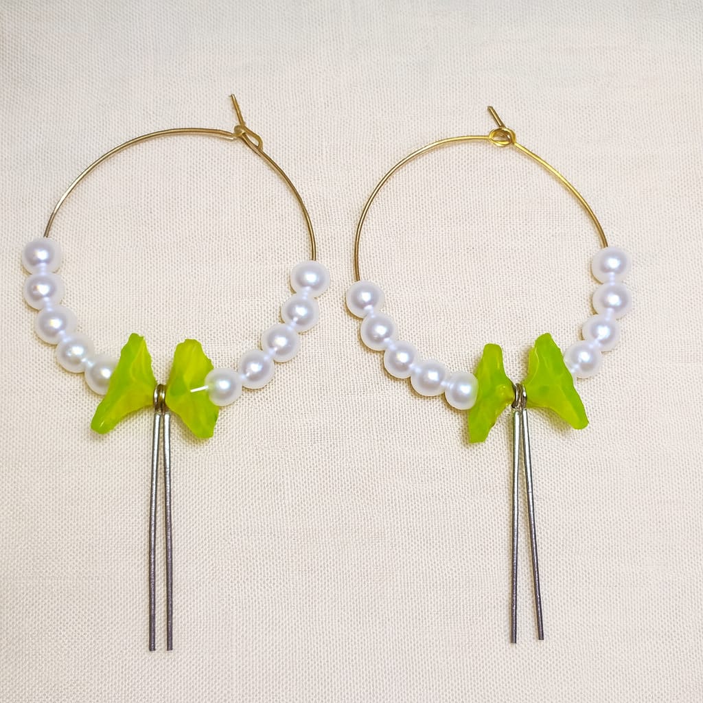 Women and Girls daily wear beads ring earrings with stick hanging
