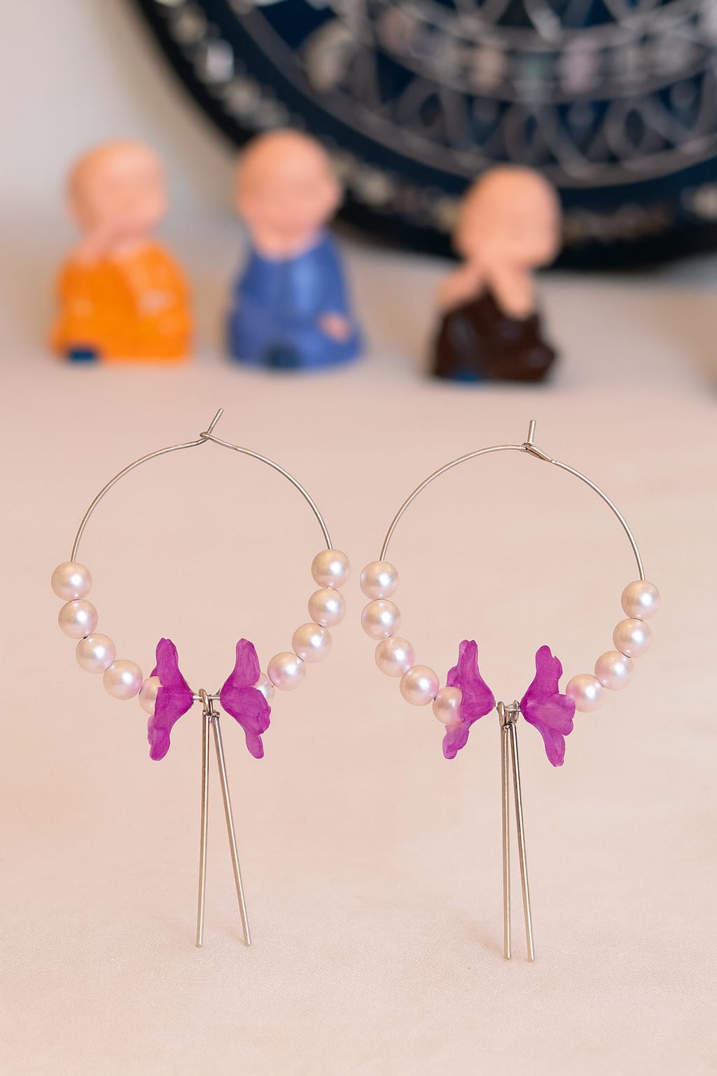 Women and Girls daily wear beads ring earrings with stick hanging