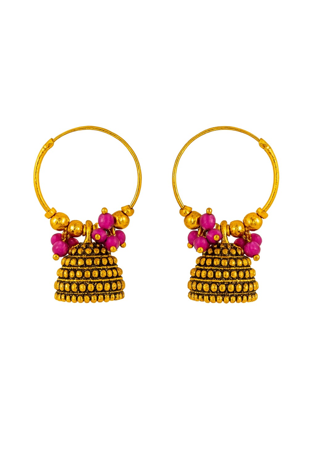 Gold plated ring hanging small jimukha  with beads