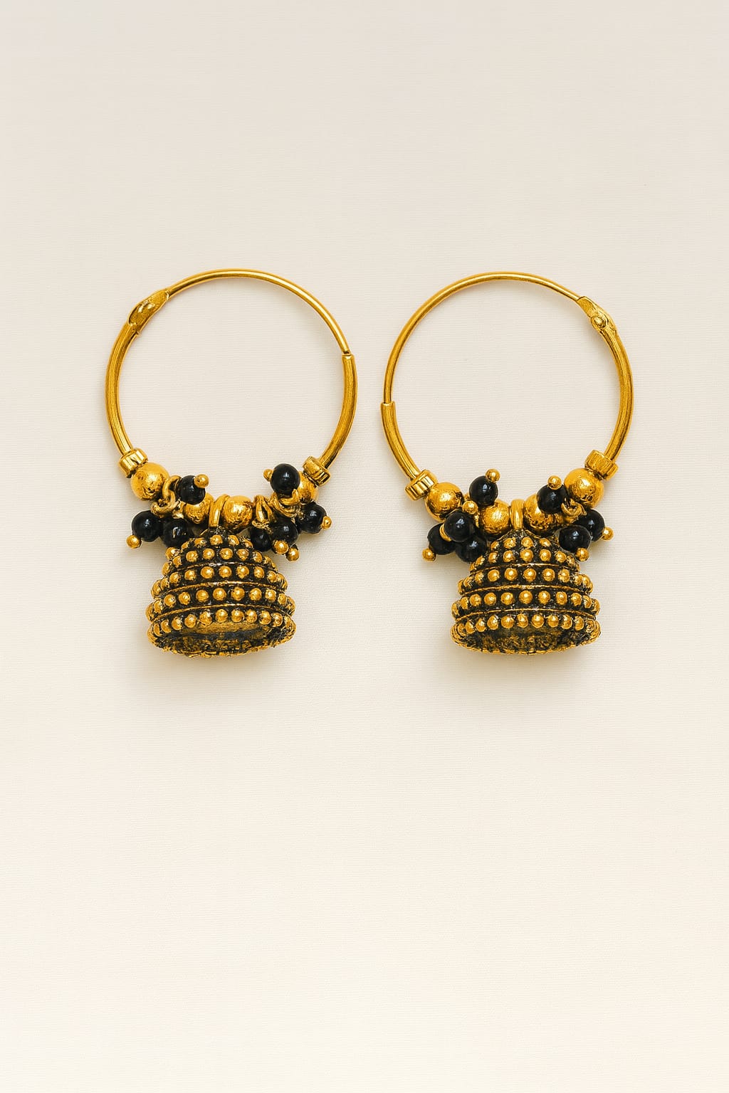 Gold plated ring hanging small jimukha  with beads