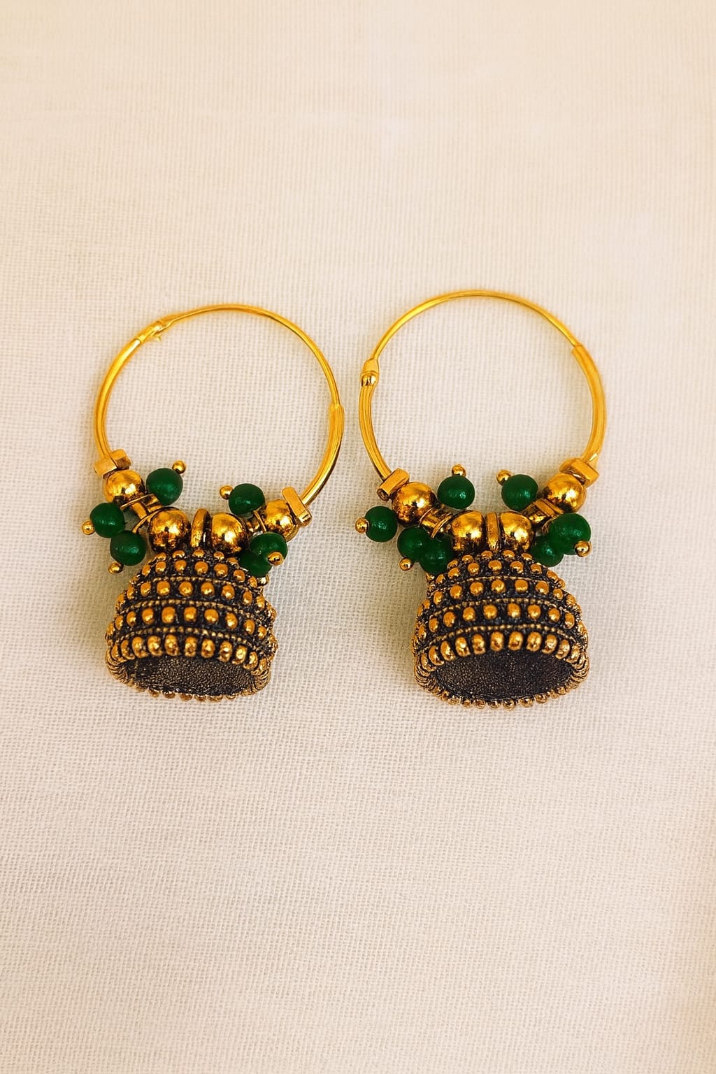 Gold plated ring hanging small jimukha  with beads