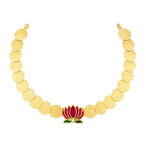 Coin chain with lotus pendent simple and unique neckpiece 💫with lotus stud⭐✨