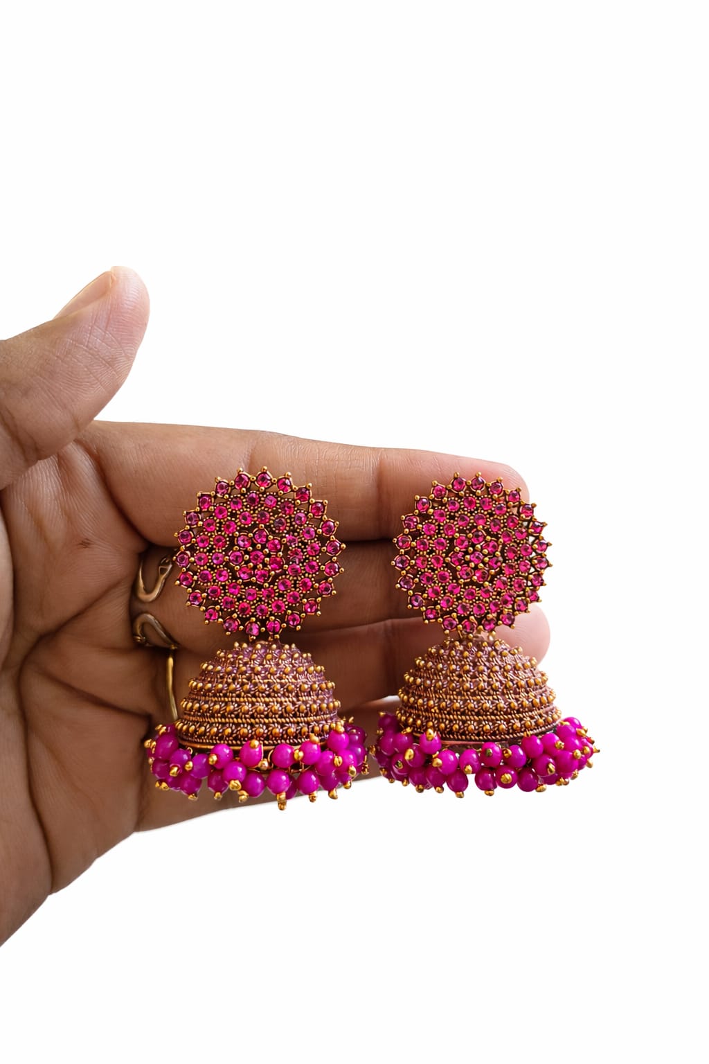 Big size stone stud jimukha with beads