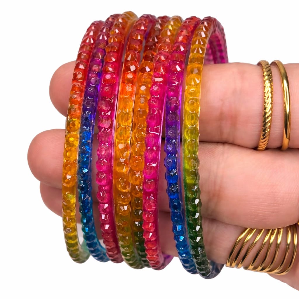 Glass bangles in ball designs