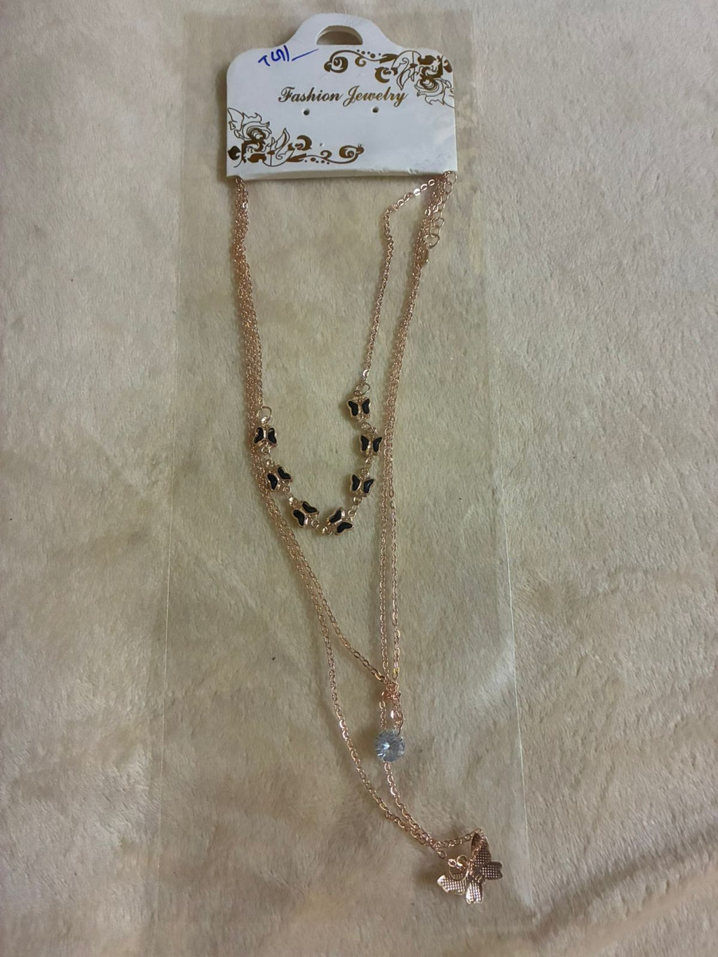 New GEN KOREAN three layered neck chain with butterfly symbol