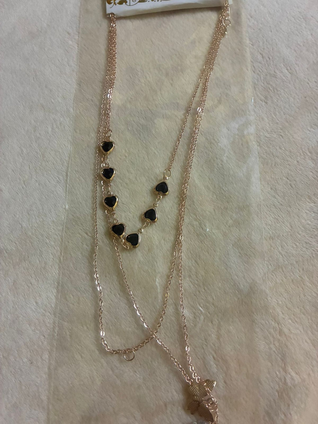 New GEN KOREAN UNISEX three layered rose gold neck chain with love symbol