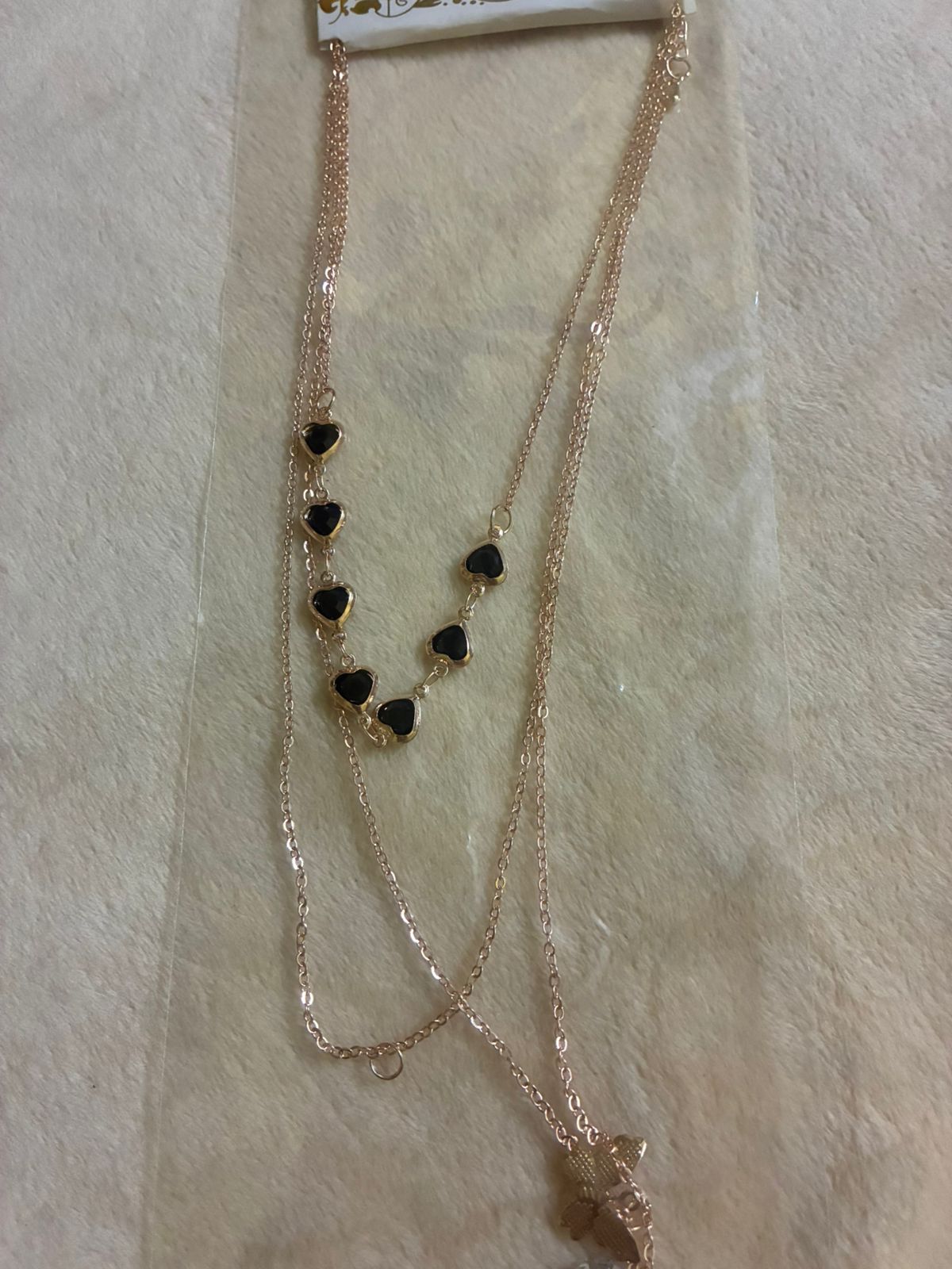 New GEN KOREAN UNISEX three layered rose gold neck chain with love symbol